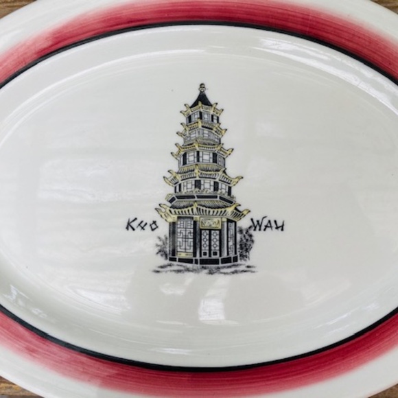 1954 MAYER CHINA Hand Painted & Patented Set of 2 Restaurant Ware Platters - Picture 8 of 9